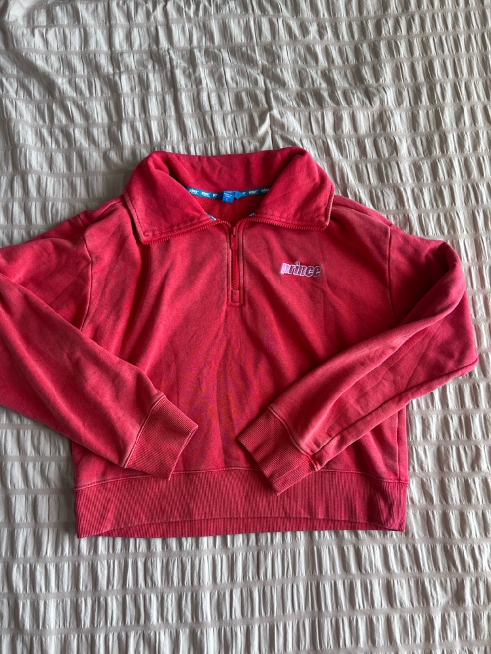 Prince Faded Red Cropped Quarter Zip Pullover (L)